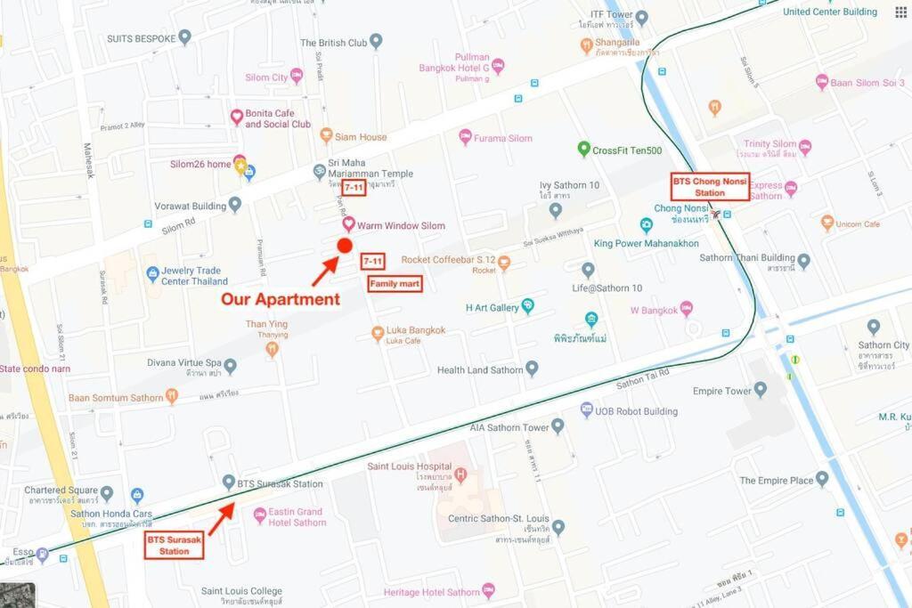 Pangsapuri studio 45 m² dengan 1 bilik mandi peribadi di Silom Bangkok Luaran gambar